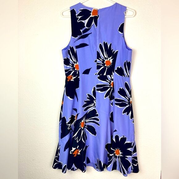 J. Crew Floral Sleeveless Dress in Periwinkle Blue w/Burnt Orange,Black & White - Picture 2 of 11